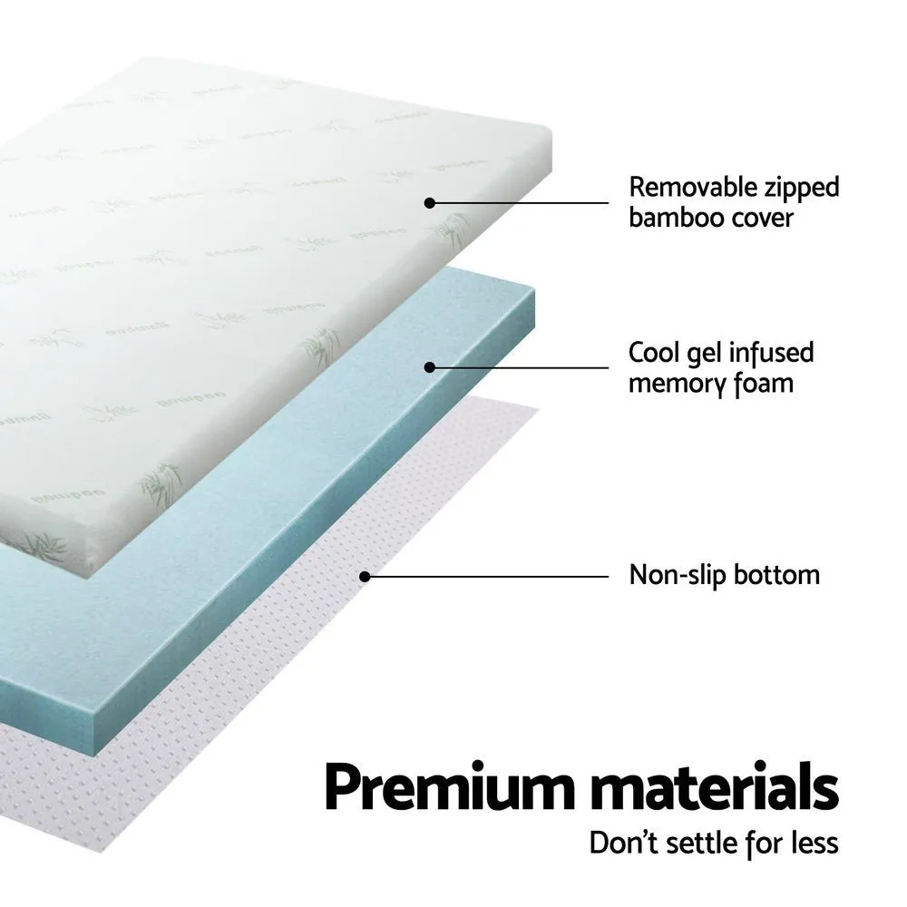 10cm Thick Deluxe Memory Foam Mattress Topper Cool Gel - Double