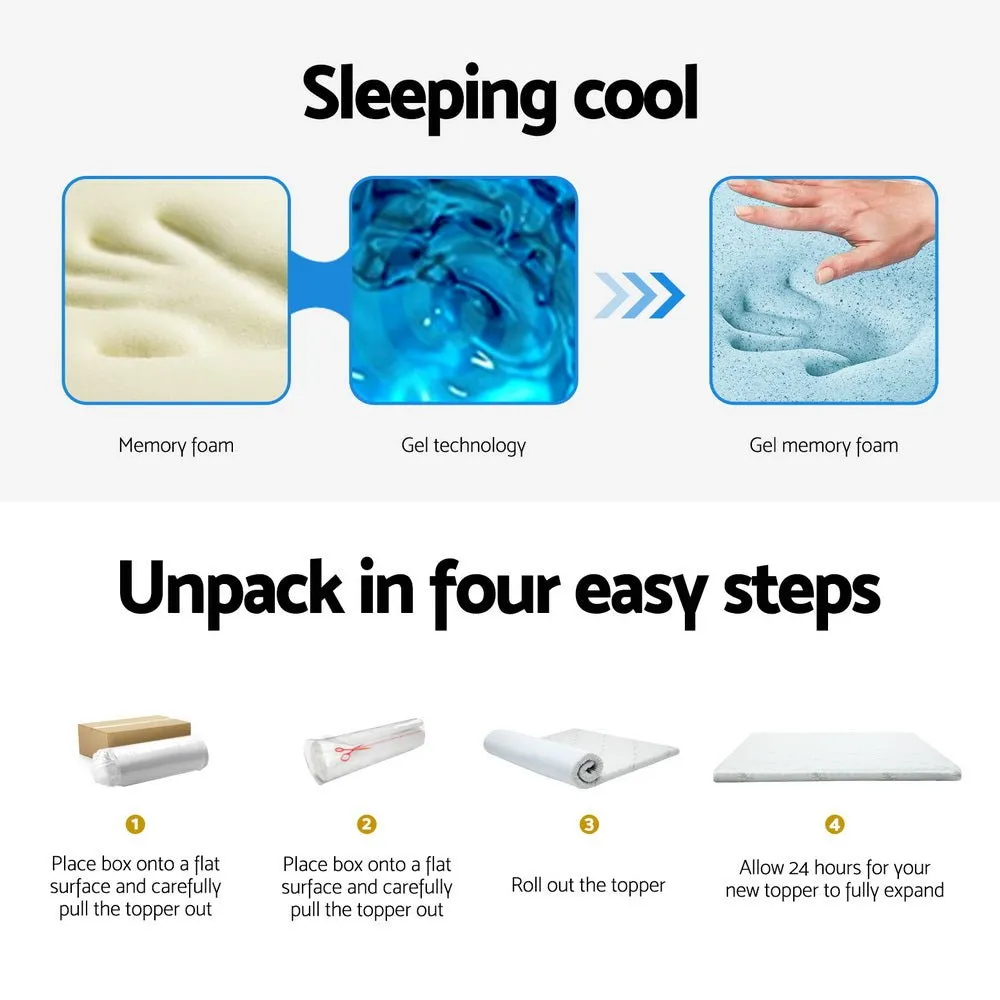 10cm Thick Deluxe Memory Foam Mattress Topper Cool Gel - Double