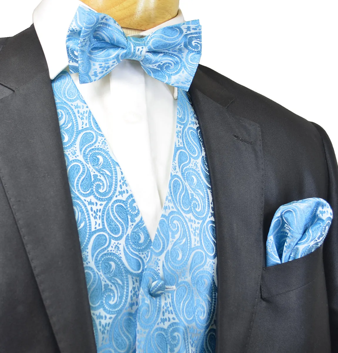 Alaskan Blue Paisley Tuxedo Vest Set