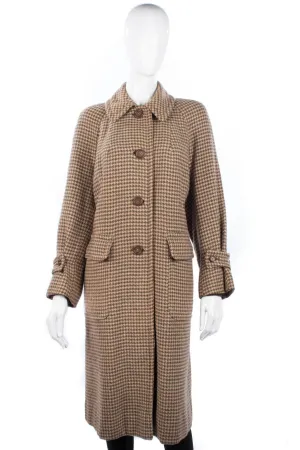 Aquascutum Vintage Full Length Coat Brown and Cream Check. Size M