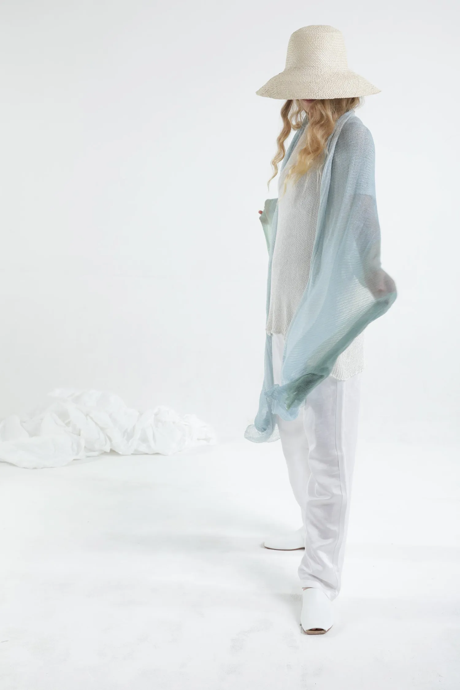 Aqvarelle Big Air Bamboo Sheer Scarf - Light Teal - Aqua / Sunset