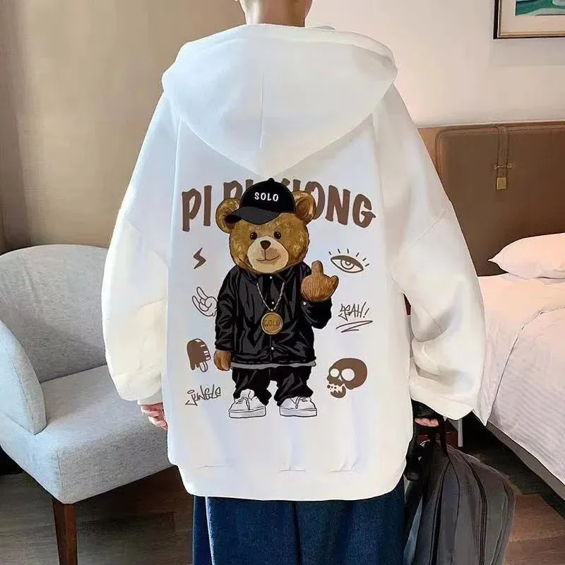 Autumn Bear Print Casual Harajuku Hoodie