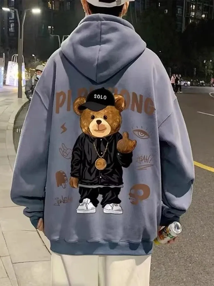 Autumn Bear Print Casual Harajuku Hoodie