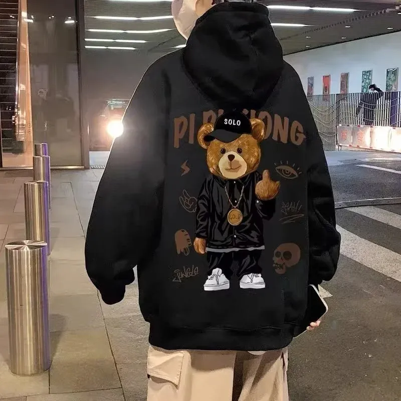 Autumn Bear Print Casual Harajuku Hoodie