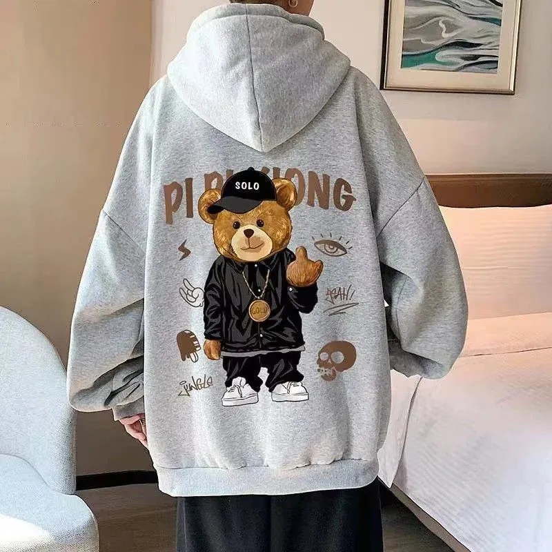 Autumn Bear Print Casual Harajuku Hoodie