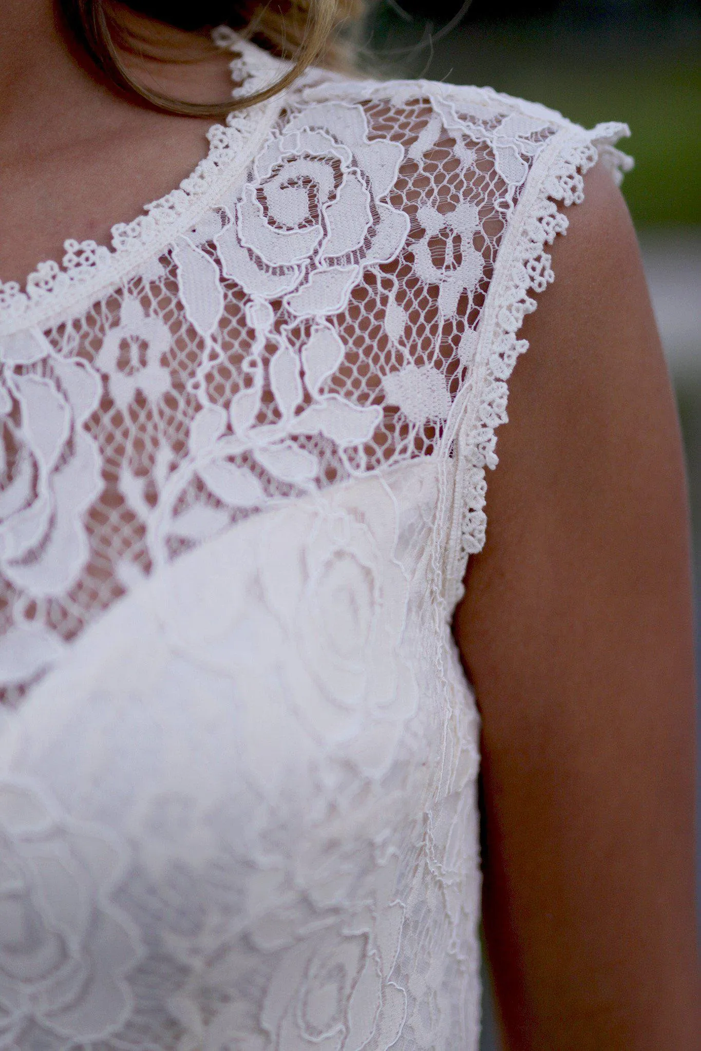 Beige Lace Maxi Dress with Bow