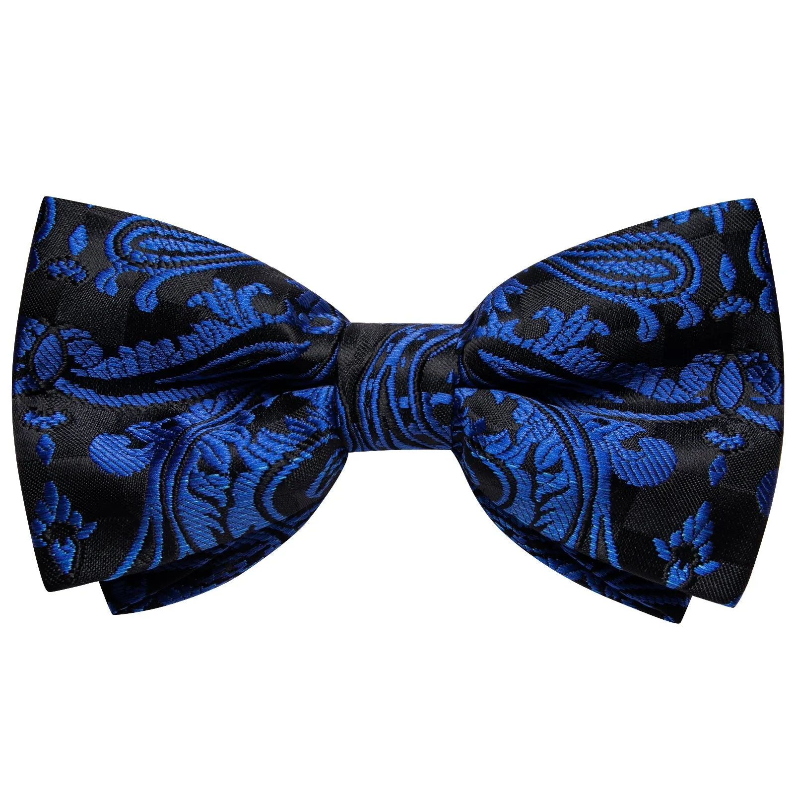 Black Blue Gradient Paisley Jacquard Silk Men Vest Necktie Bow Tie Handkerchief Cufflinks Set