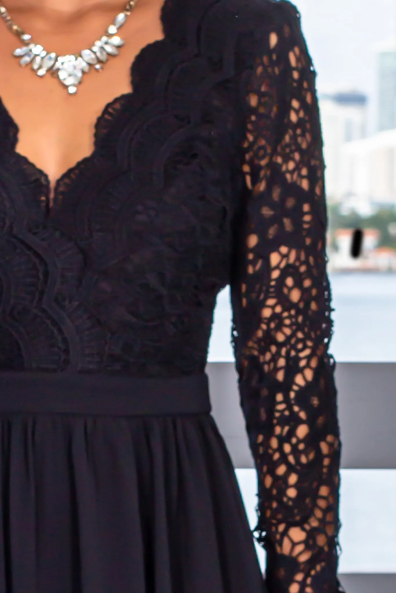 Black Maxi Dress with Long Sleeves