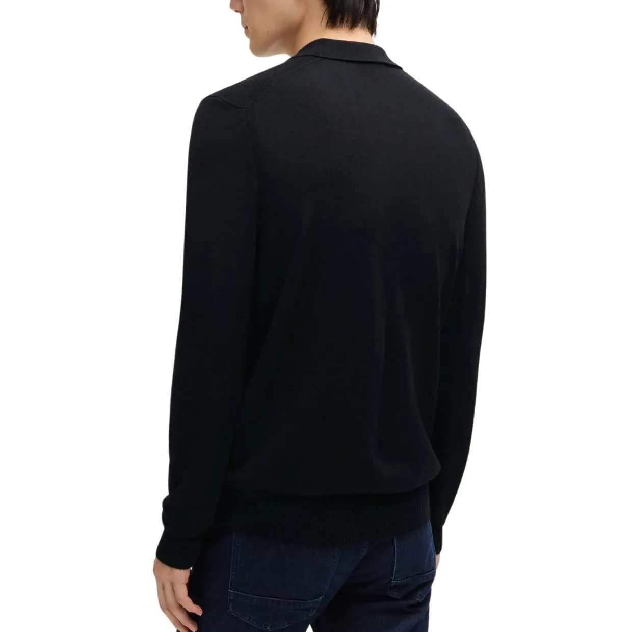 BOSS Wool Blend Black Polo Sweater