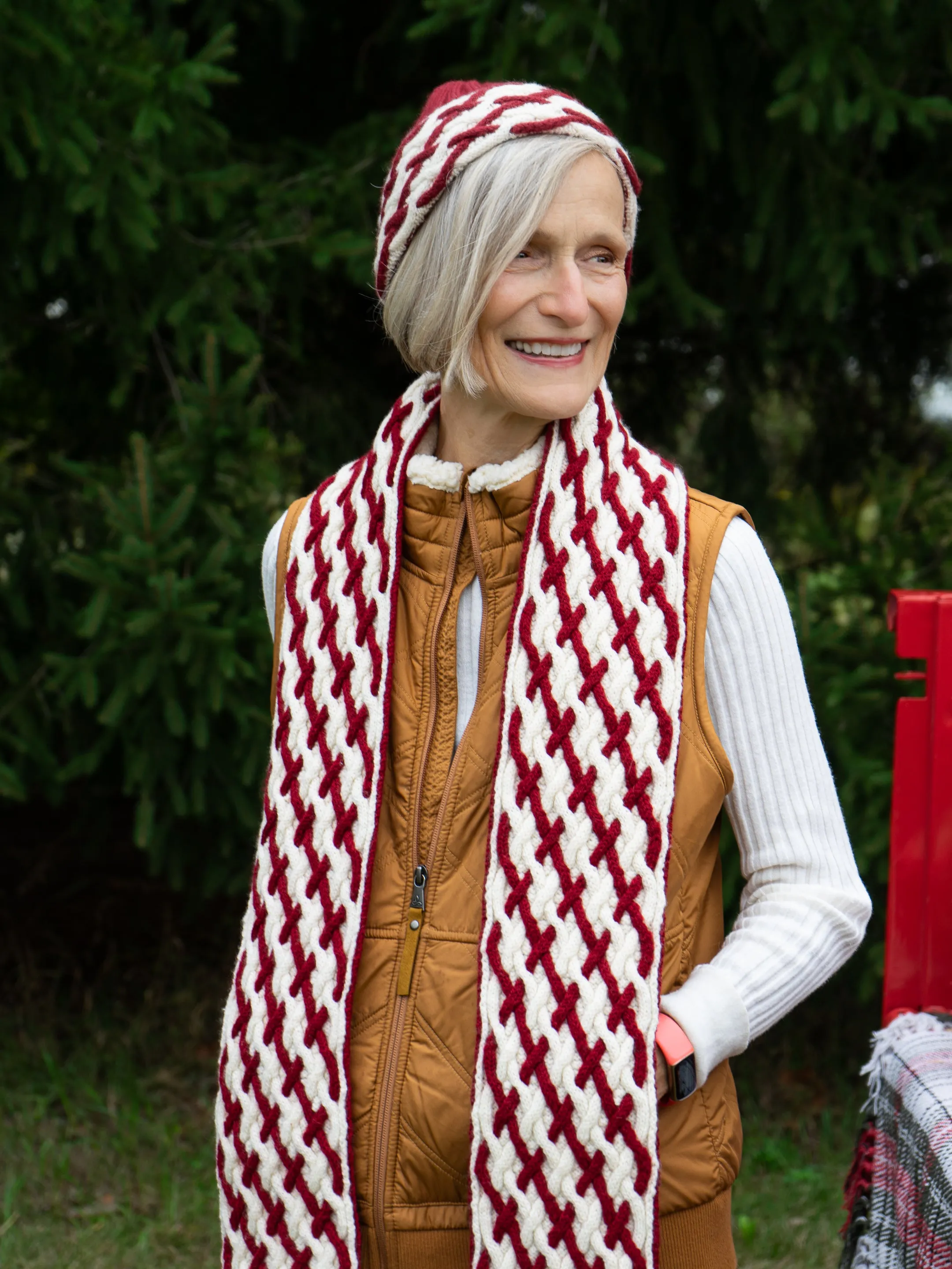 Cabled Plaid Scarf & Hat By Isle of Yarn <br/><small>knitting pattern</small>