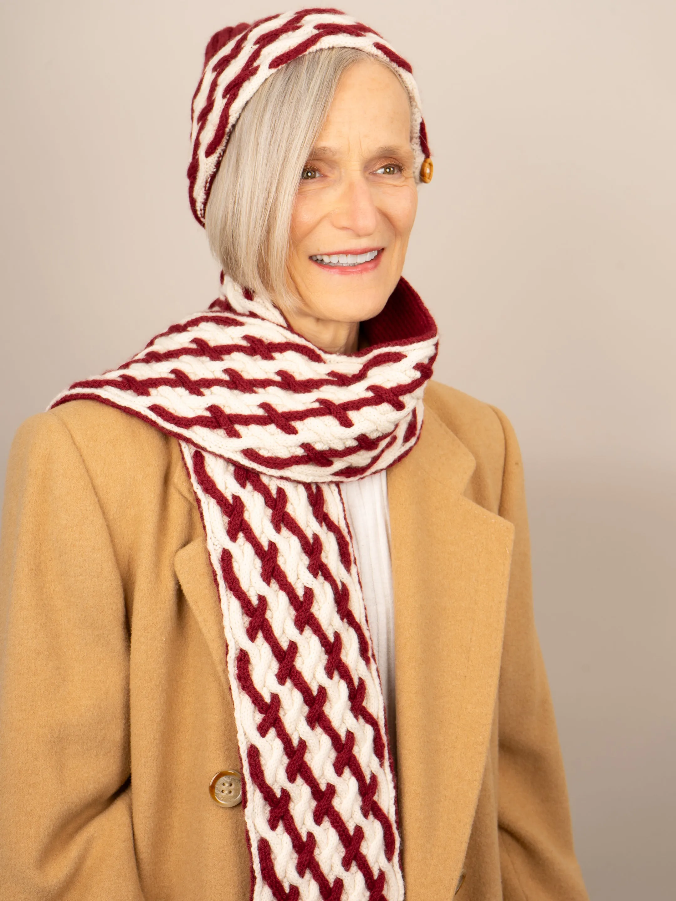 Cabled Plaid Scarf & Hat By Isle of Yarn <br/><small>knitting pattern</small>