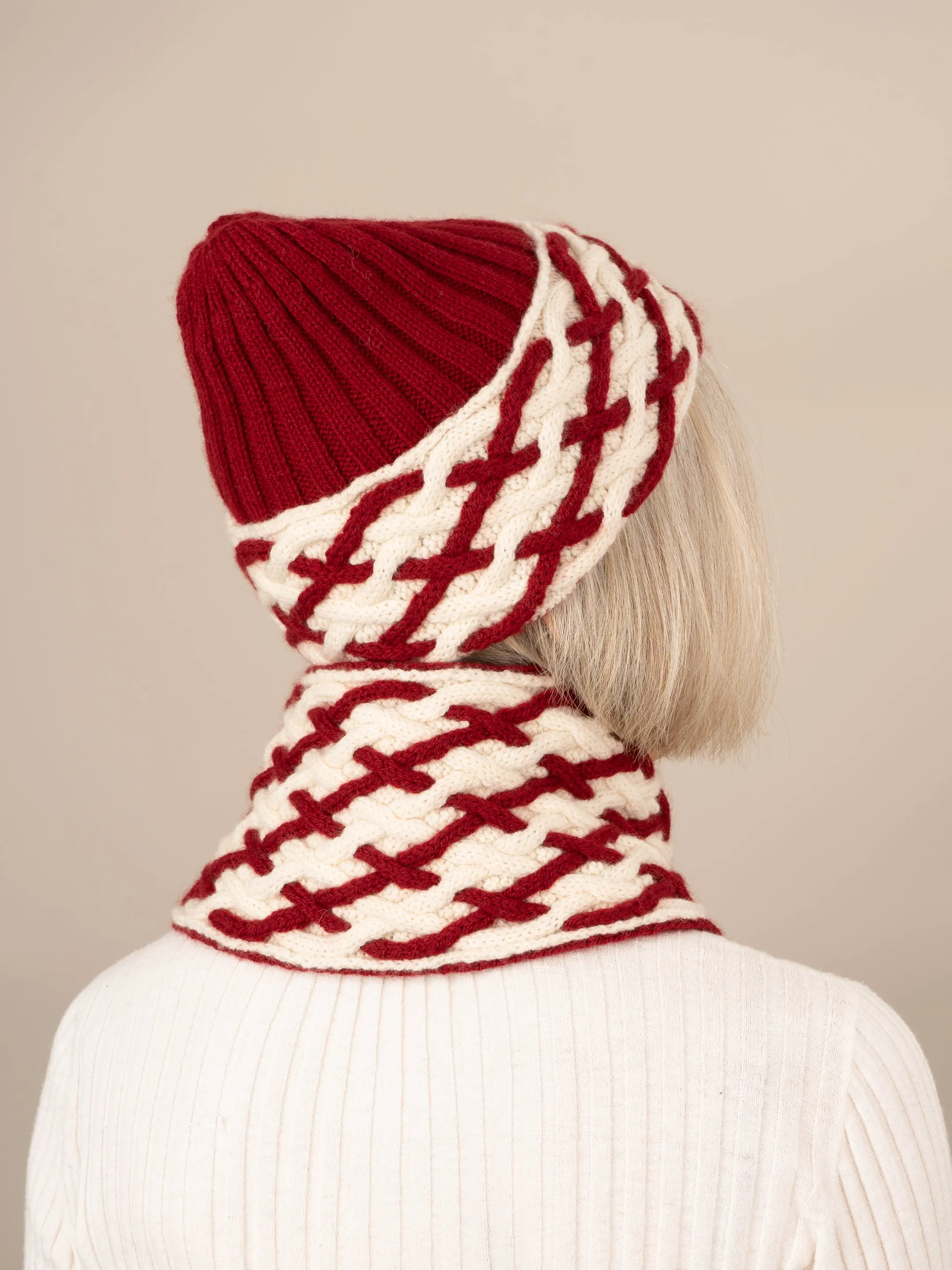 Cabled Plaid Scarf & Hat By Isle of Yarn <br/><small>knitting pattern</small>