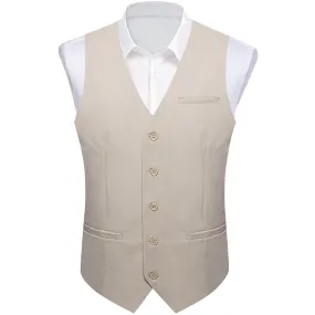 Champagne Solid Silk Men's Classic Vest