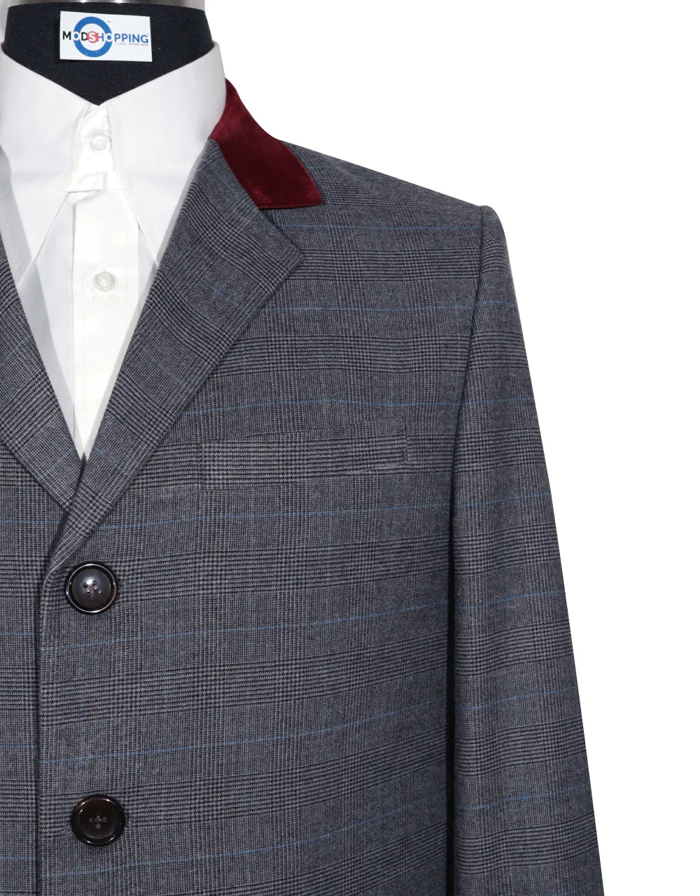 Charcoal Grey Prince of Wales Check Tweed Overcoat