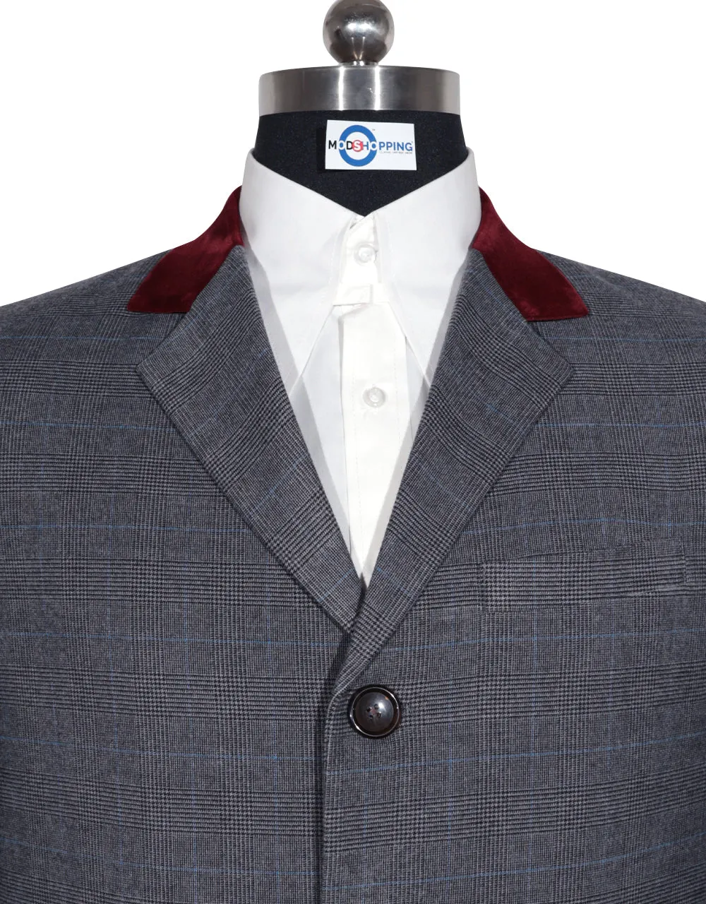 Charcoal Grey Prince of Wales Check Tweed Overcoat