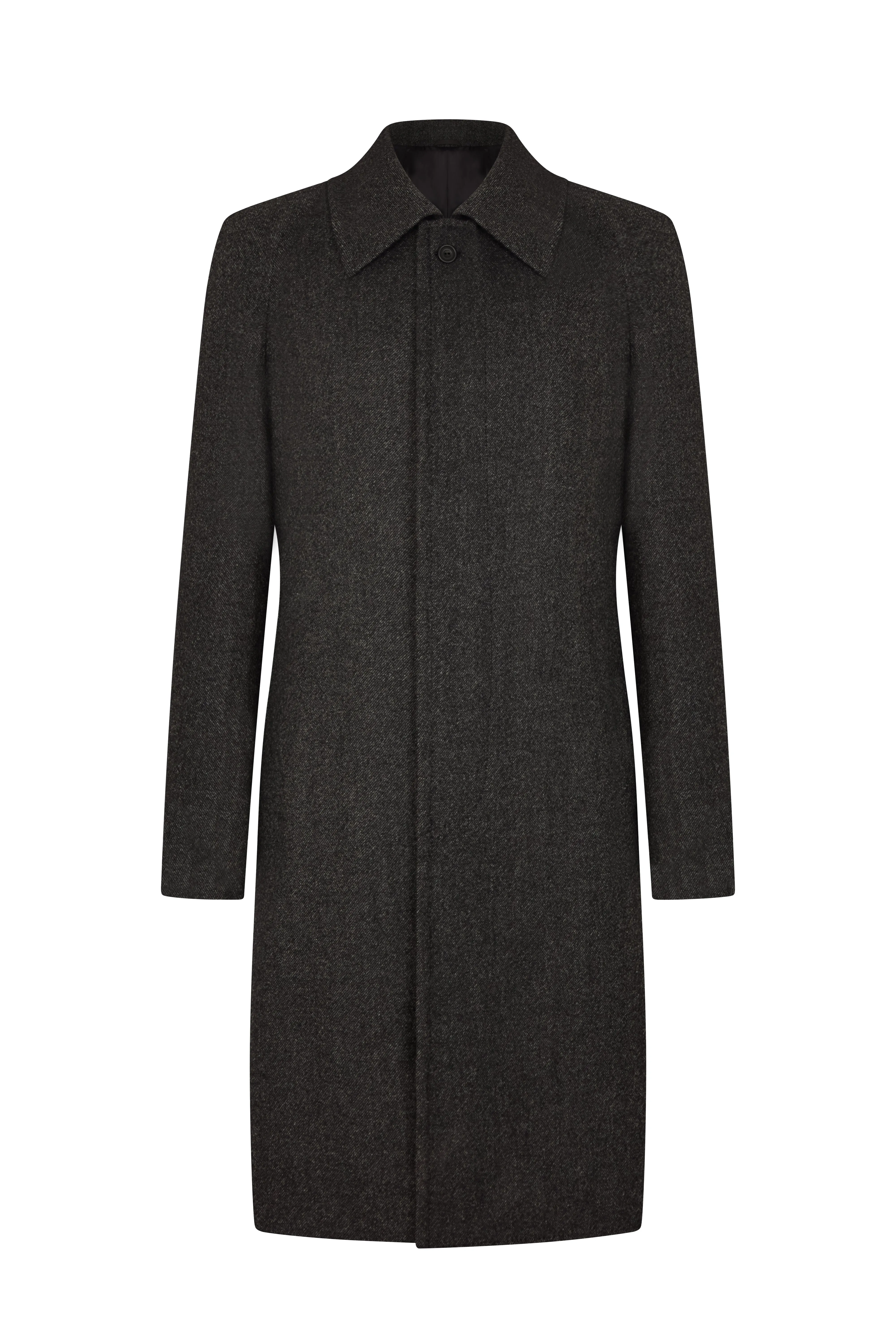 Charcoal Twill Balmacaan Overcoat