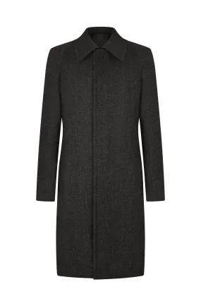 Charcoal Twill Balmacaan Overcoat