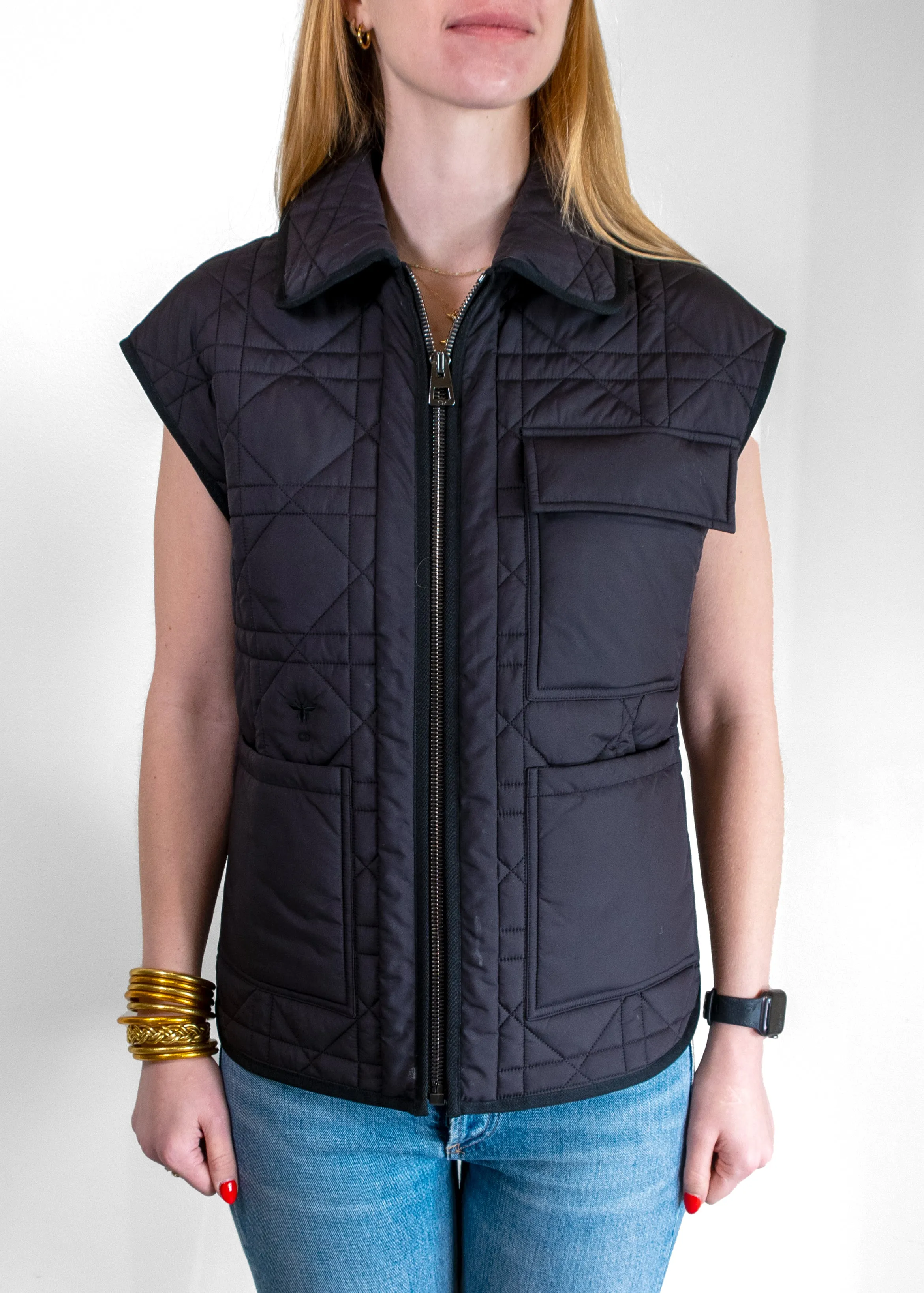 Christian Dior Women Macrocannage Quilted Belted Vest