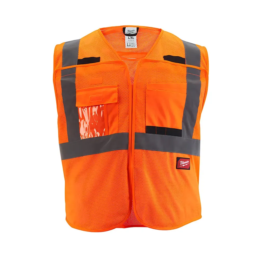 Class 2 Breakaway High Visibility Orange Mesh Safety Vest - 4XL/5XL