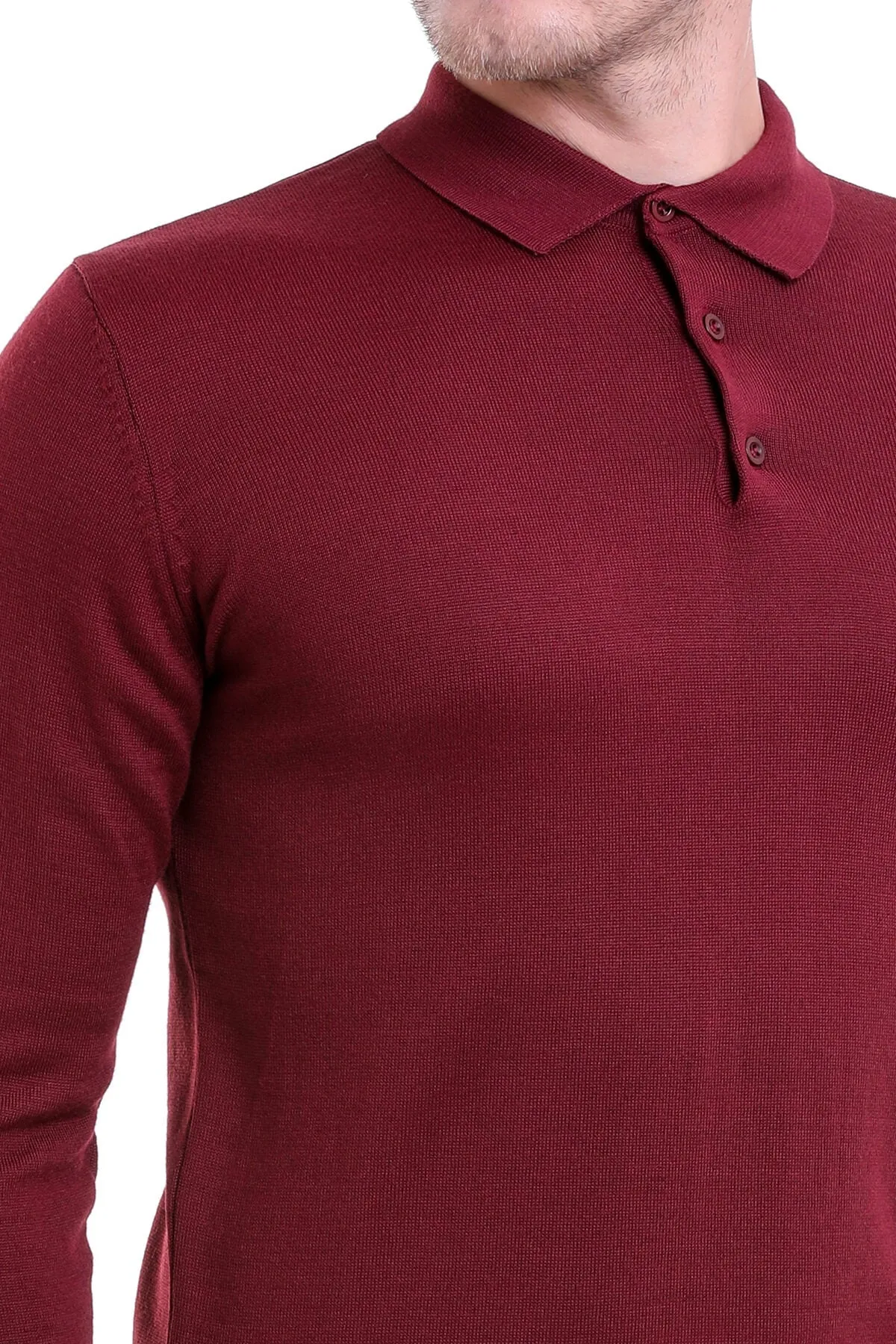 Comfort Fit Wool Blend Brick Polo Sweater