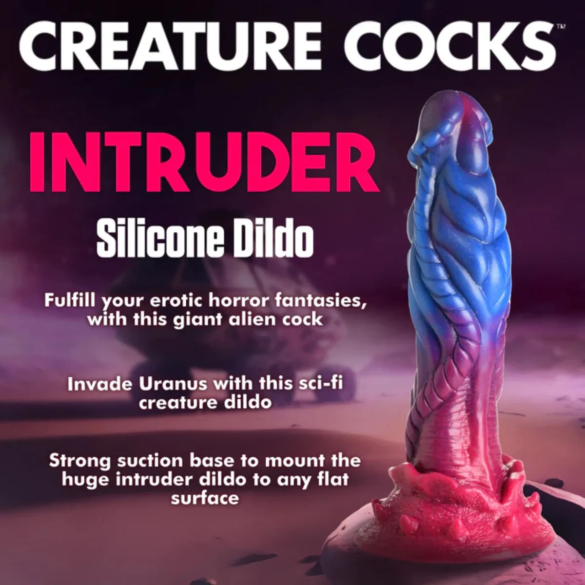 Creature Cocks Intruder Alien Silicone Dildo Purple Blue Pink