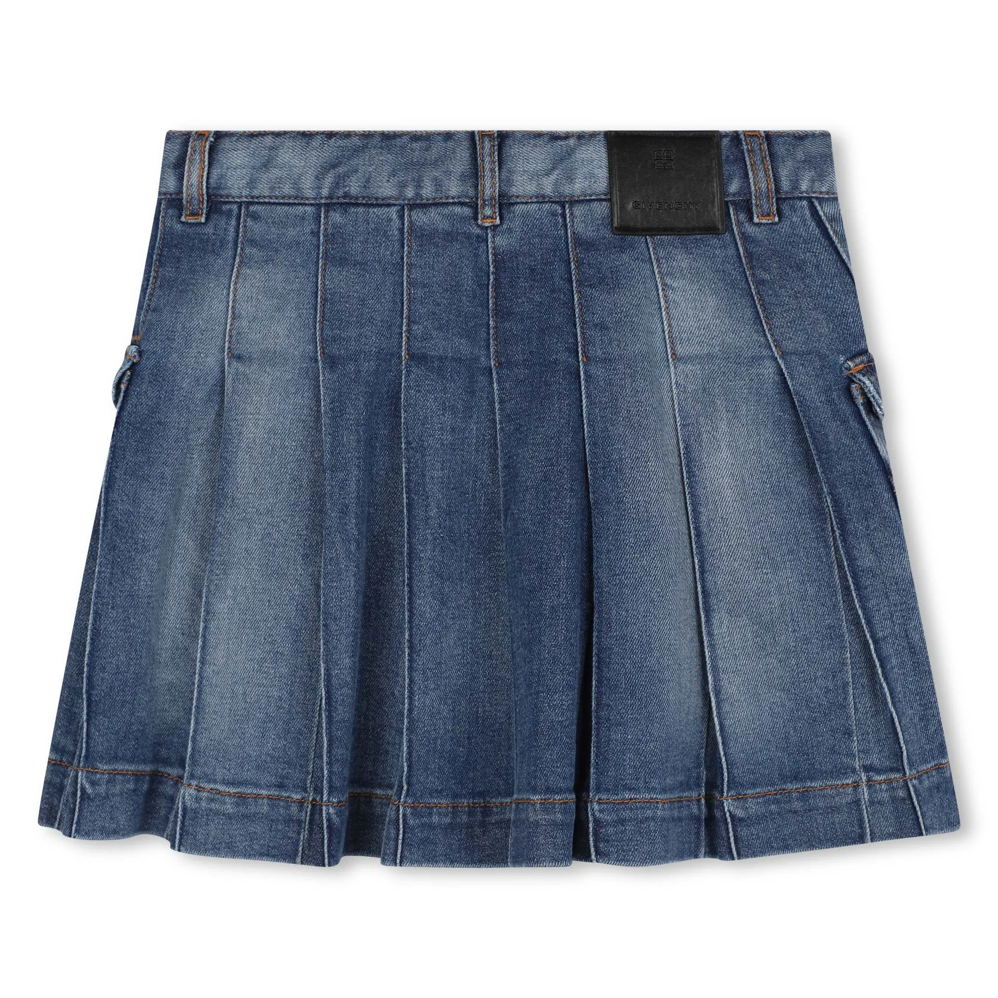 Denim Blue Pleated Skirt