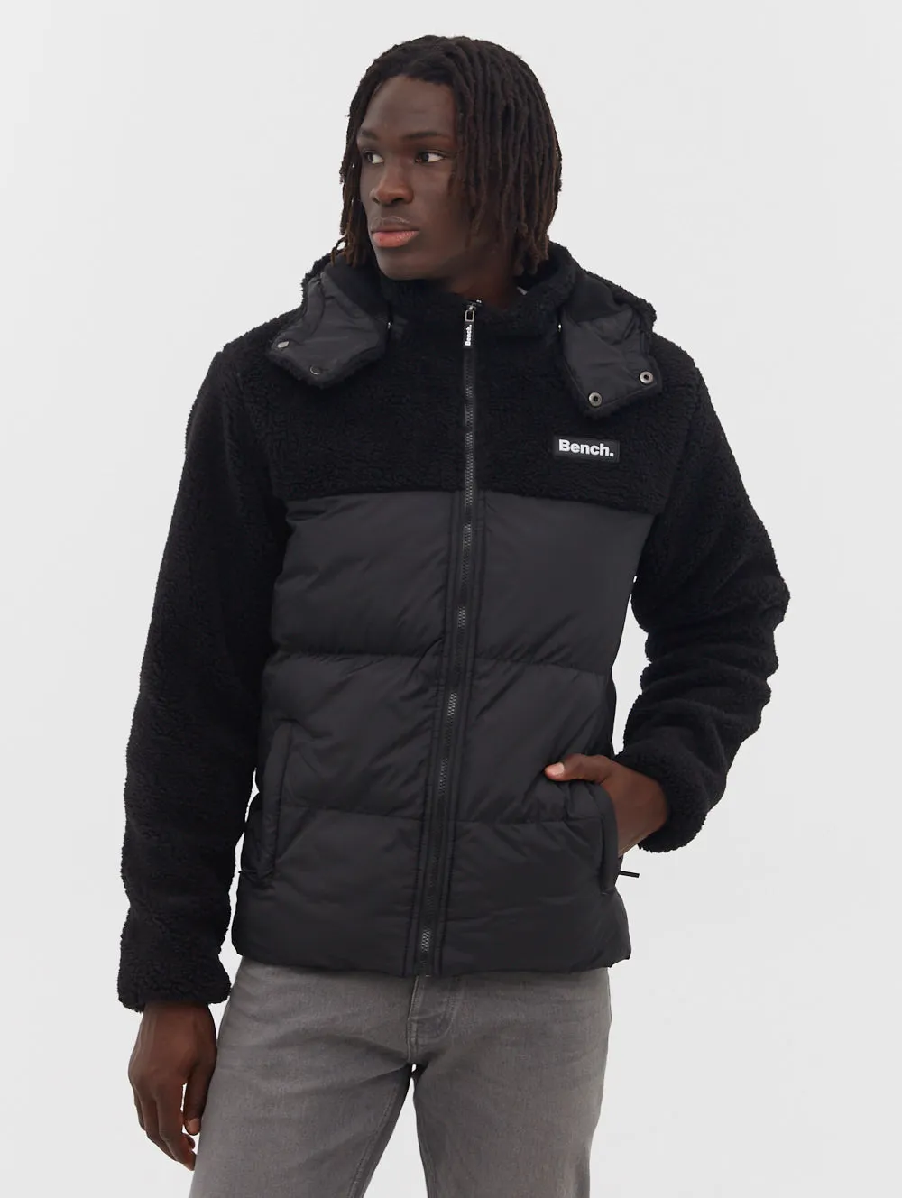 Detta Puffer Sherpa Hooded Bomber Jacket