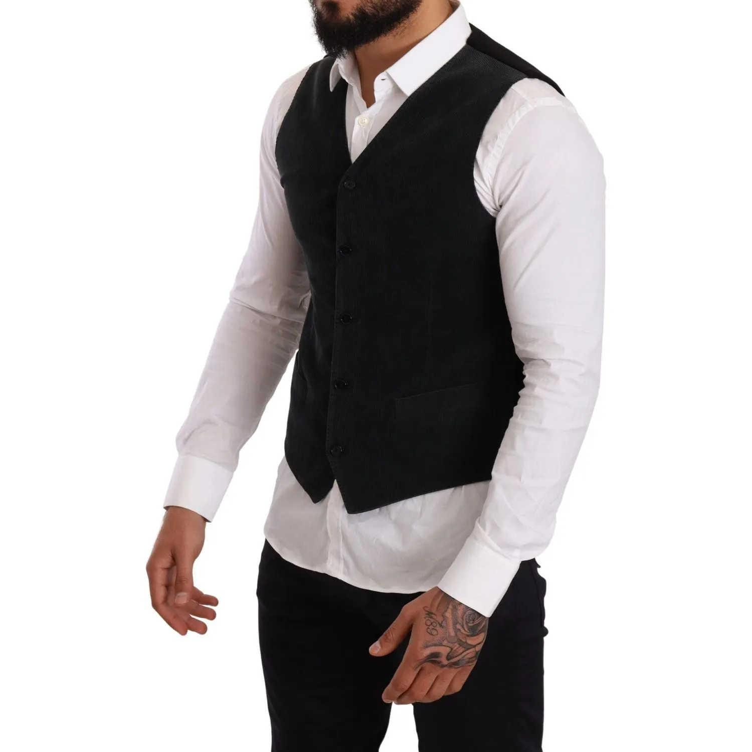 Dolce & Gabbana Elegant Black Cotton Formal Dress Vest