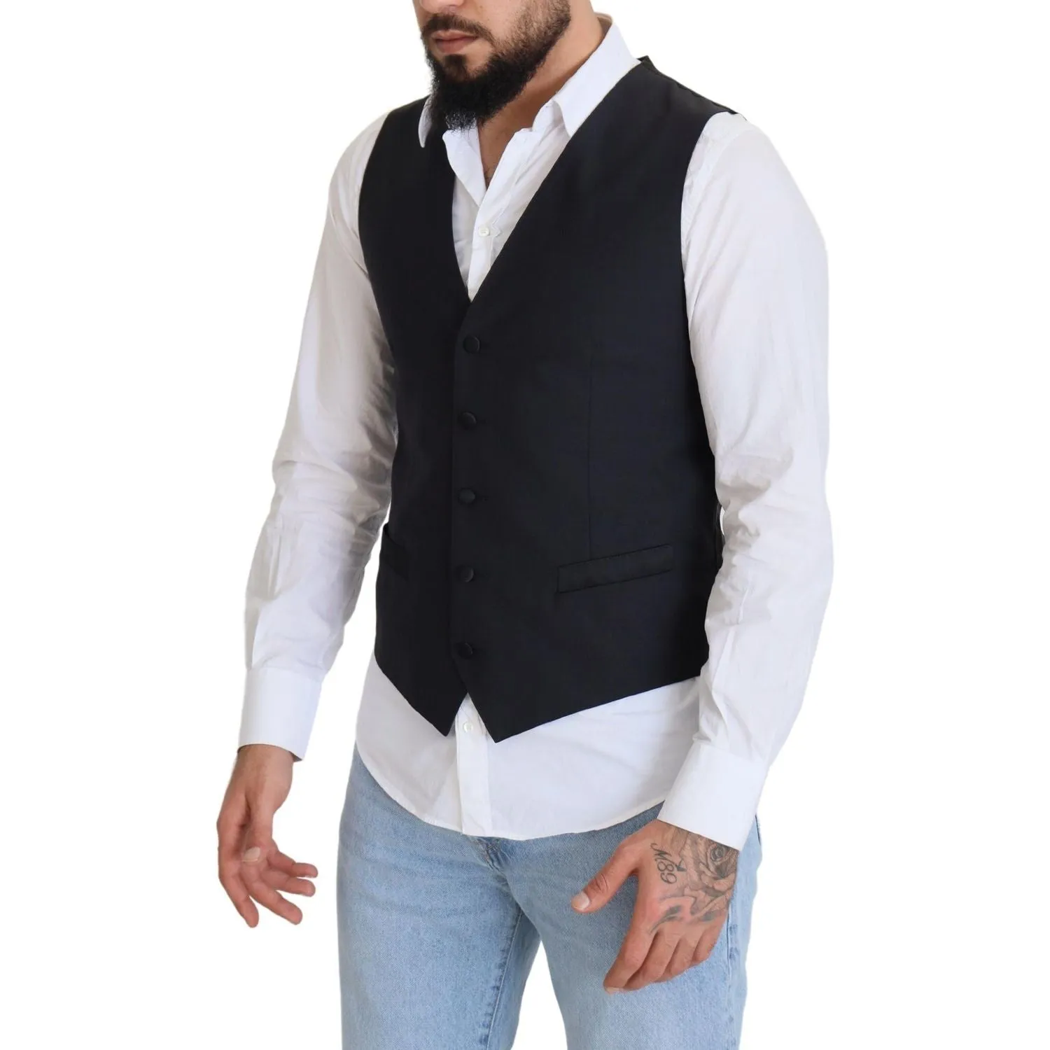 Dolce & Gabbana Elegant Black Single Breasted Dress Vest