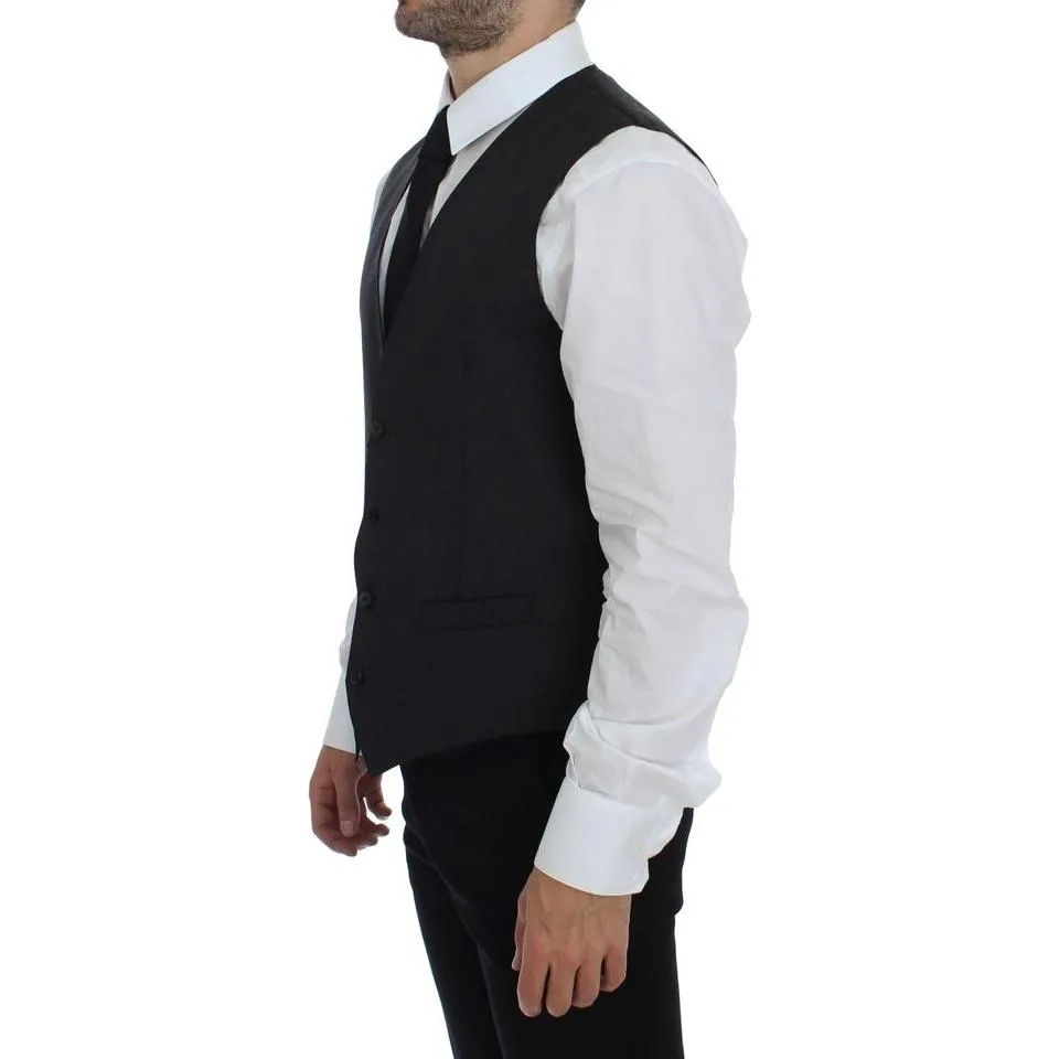 Dolce & Gabbana Elegant Gray Wool Formal Dress Vest