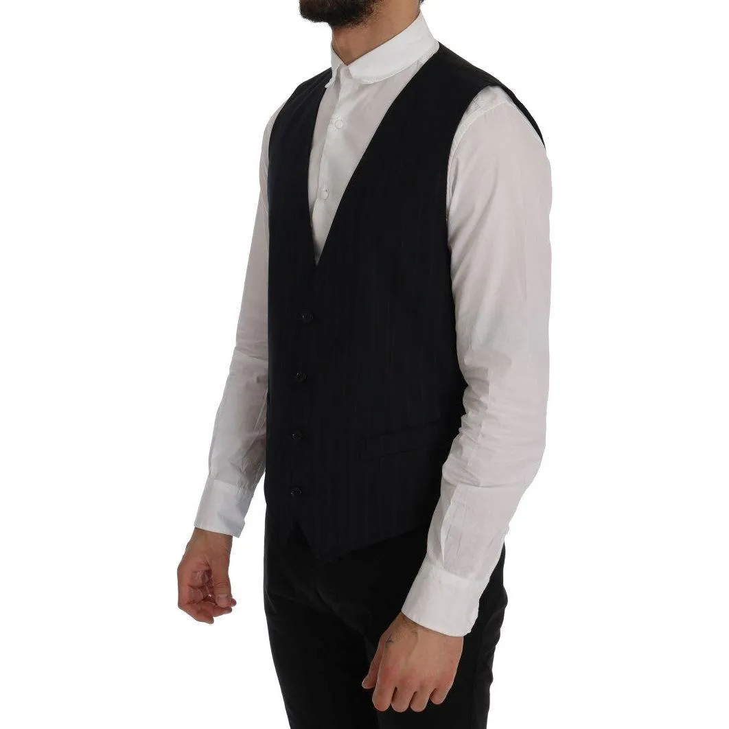 Dolce & Gabbana Elegant Striped Wool Blend Vest Waistcoat