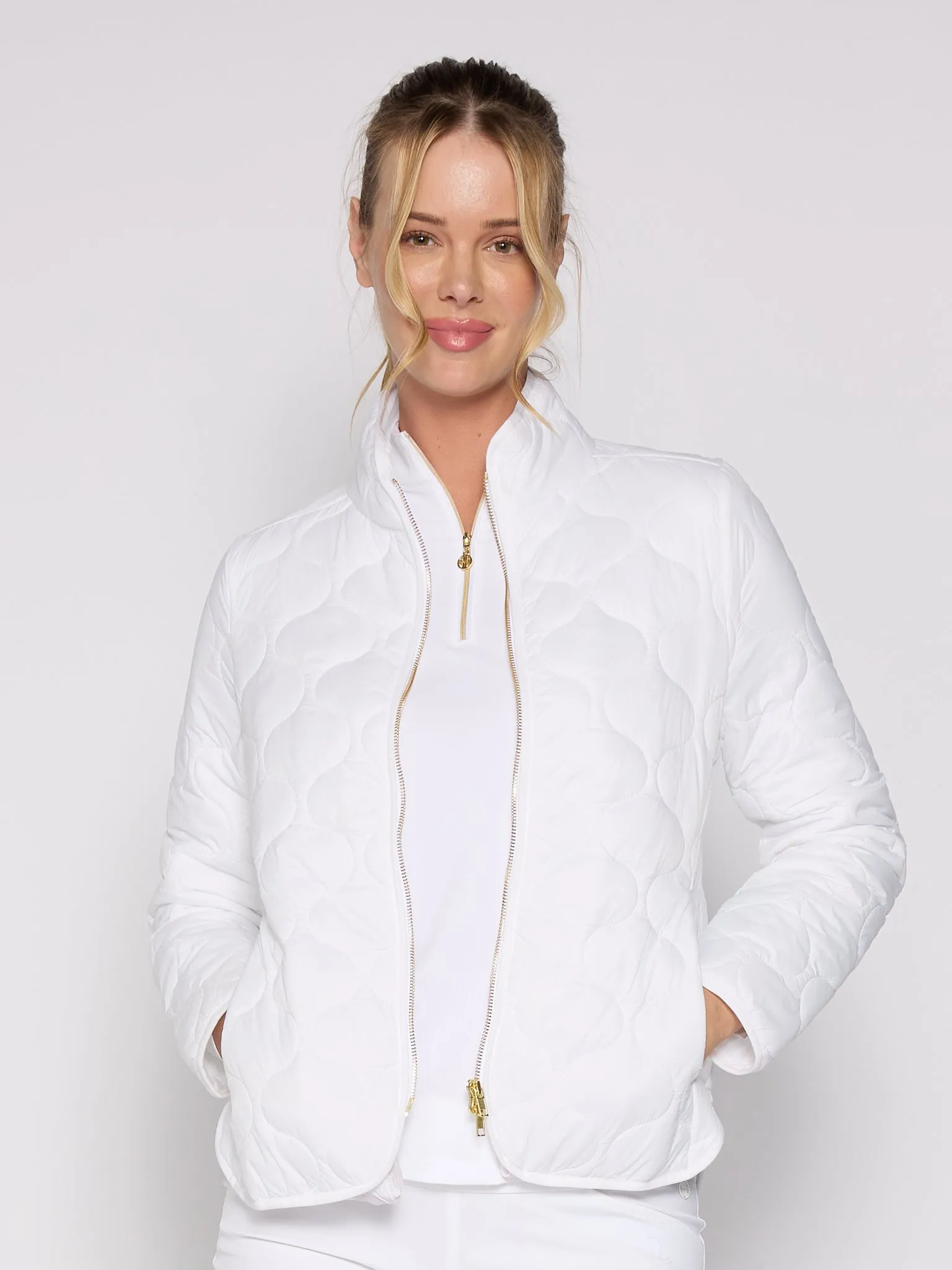 Double Zipper Padded Jacket in White