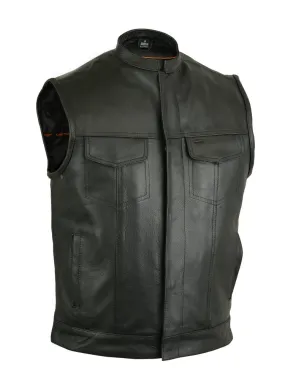 DS188 Men's Mandarin Collar Leather Vest