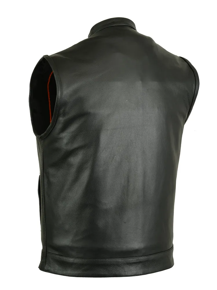 DS188 Men's Mandarin Collar Leather Vest