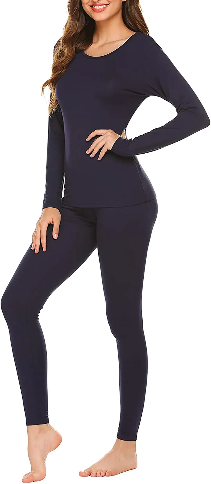 Ekouaer Women's Thermals Thin Long Underwear Set Ultra-Soft Long Johns Set Lightweight Base Layer