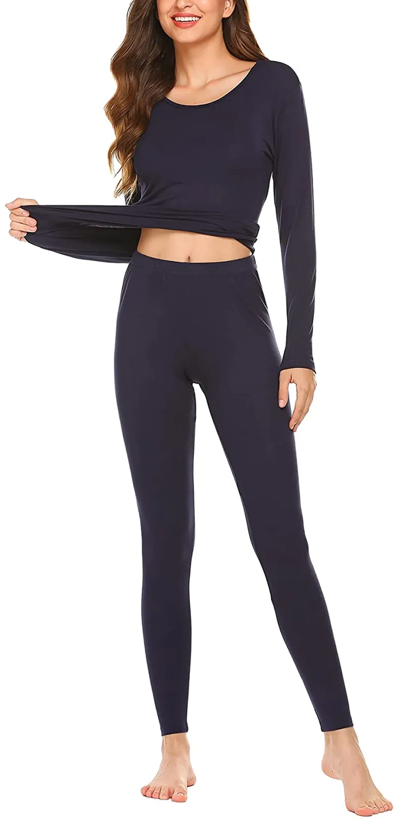 Ekouaer Women's Thermals Thin Long Underwear Set Ultra-Soft Long Johns Set Lightweight Base Layer