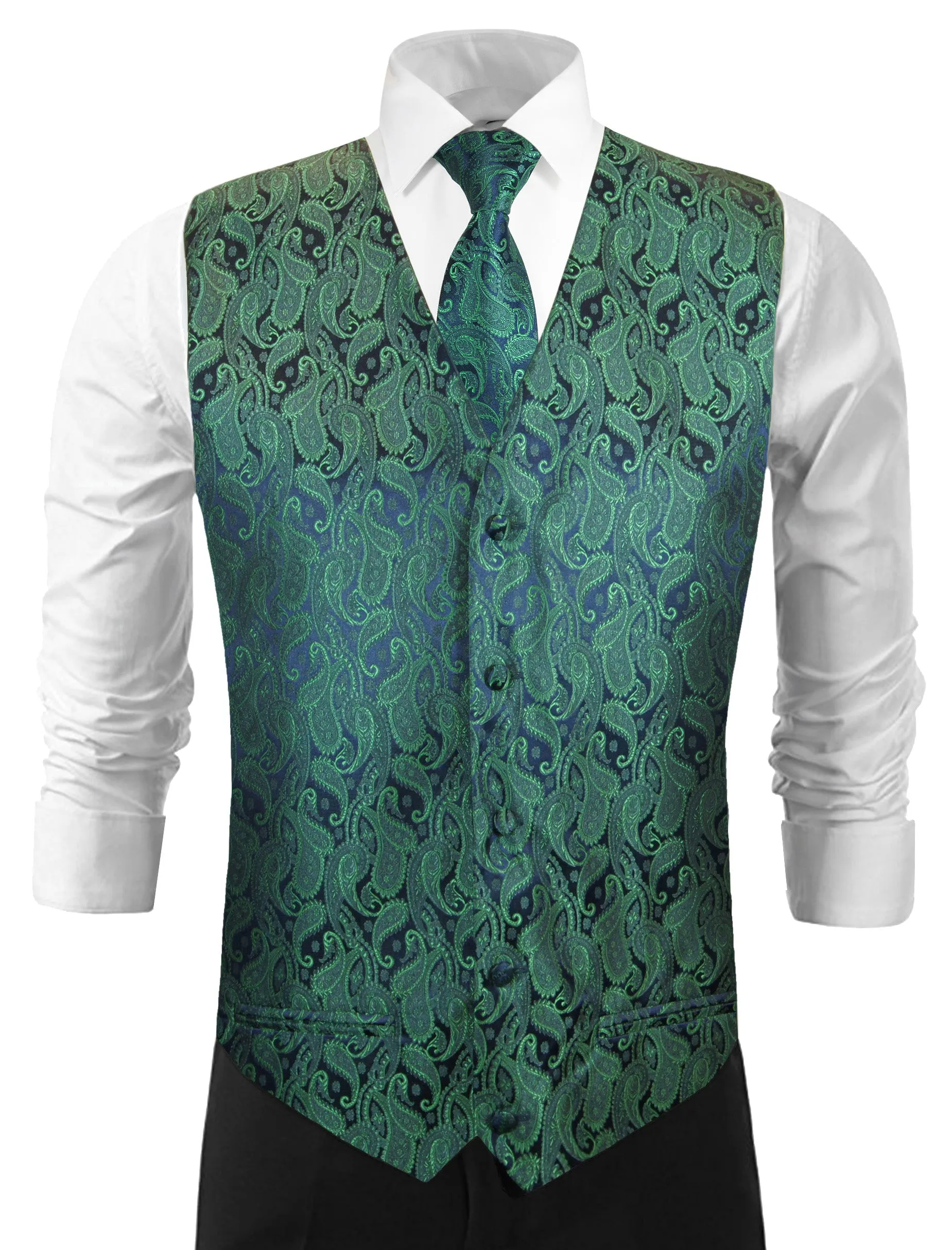 Emerald Paisley Tuxedo Vest Set