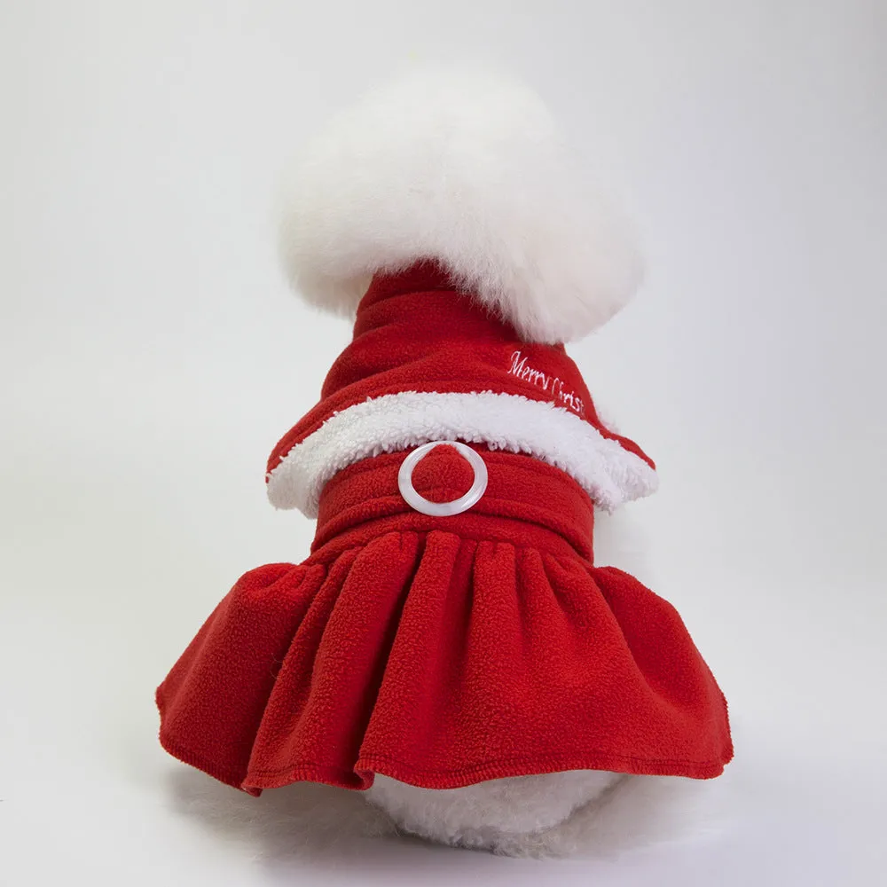 Enchanting Holiday Cloak for Pets – Cozy Christmas Red Shawl with Festive Pompoms and Reindeer Antlers