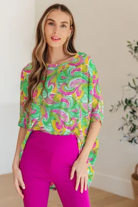 Essential Blouse in Painted Green and Pink