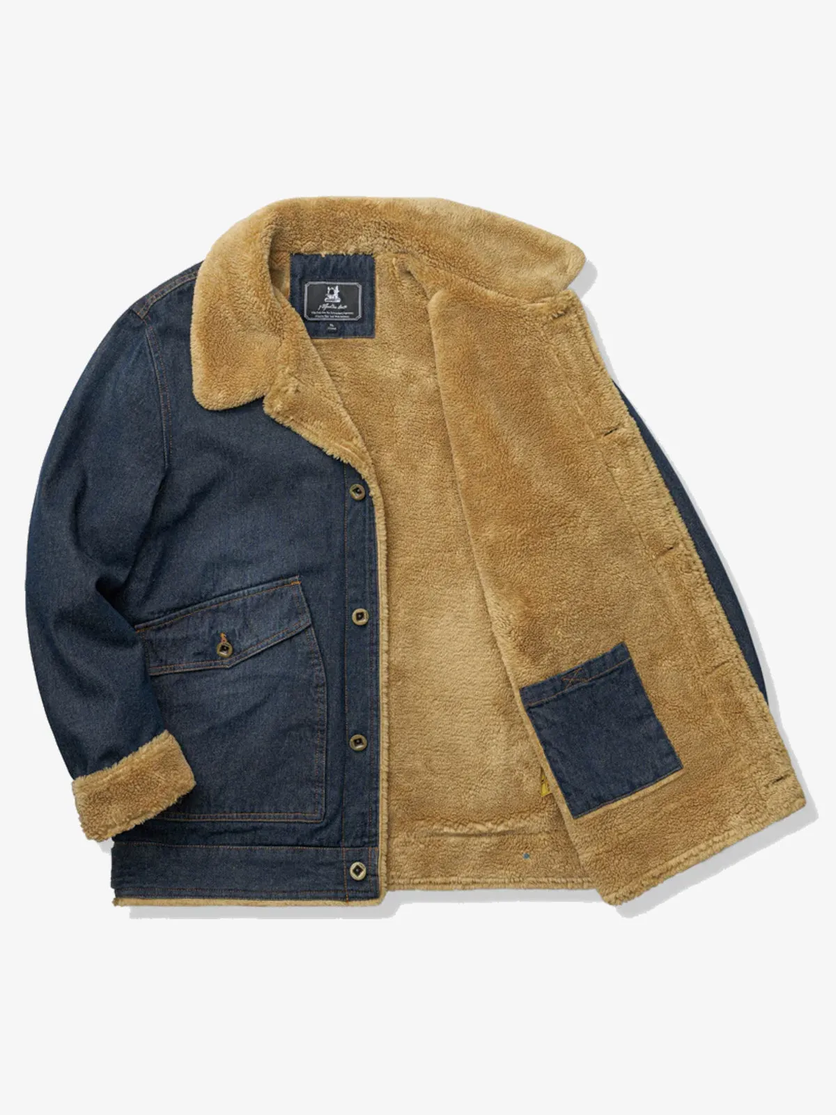 Faux Fur-Lined Denim Sherpa Jacket