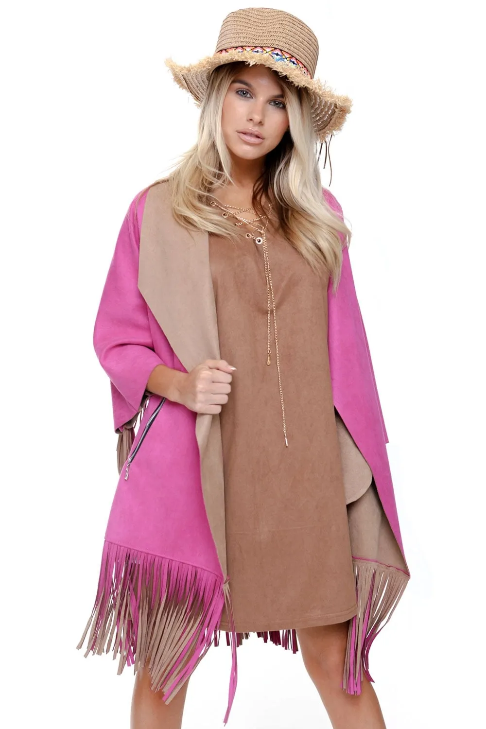 Faux Suede Fringed Festival Jacket