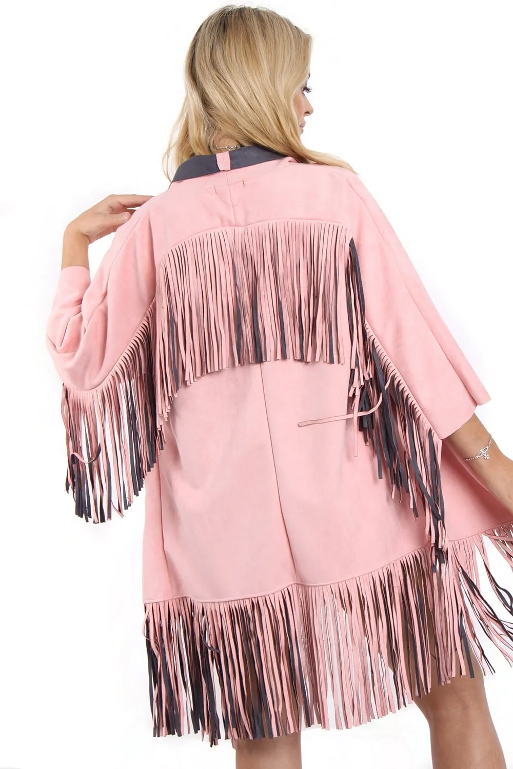 Faux Suede Fringed Festival Jacket