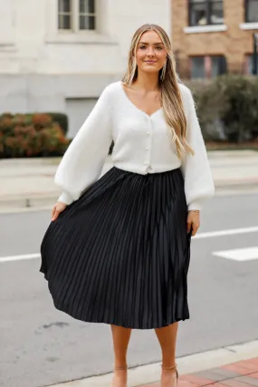 FINAL SALE - Fabulous Shine Satin Pleated Midi Skirt