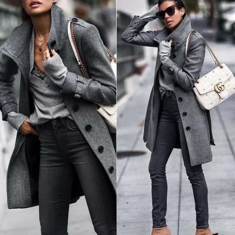 Flytonn-Fall Outfits Women Outwear Streetwear -women's outerwear women's coat Fashion Pure Color Long Sleeve Coat