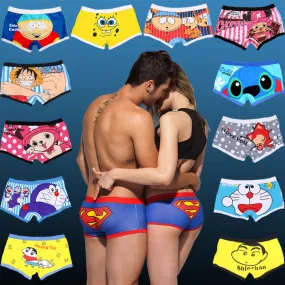 Free Shipping high quality brand mens cartoon underwear Low waist sexy man boxer cotton shorts underpants couple panties cartoon