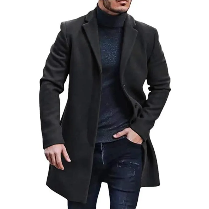 Funki Buys | Jackets | Men's Mid Thigh Lightweight Woolen Coat