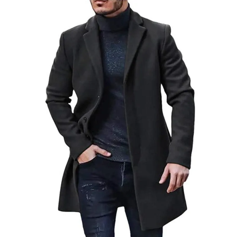 Funki Buys | Jackets | Men's Mid Thigh Lightweight Woolen Coat