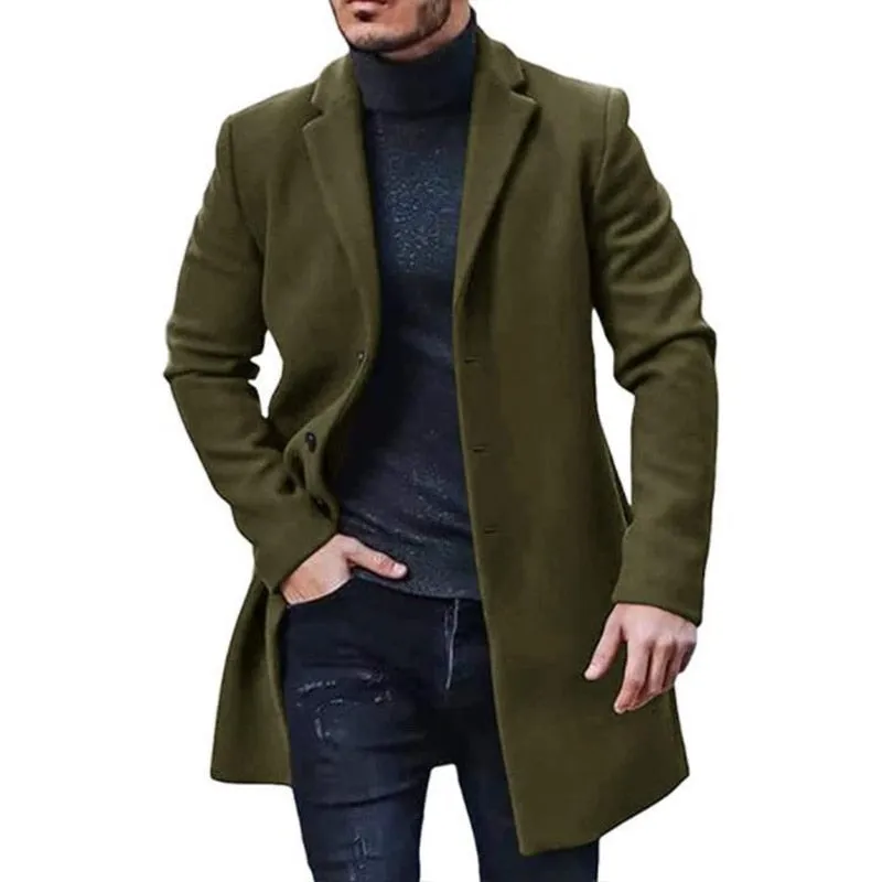 Funki Buys | Jackets | Men's Mid Thigh Lightweight Woolen Coat