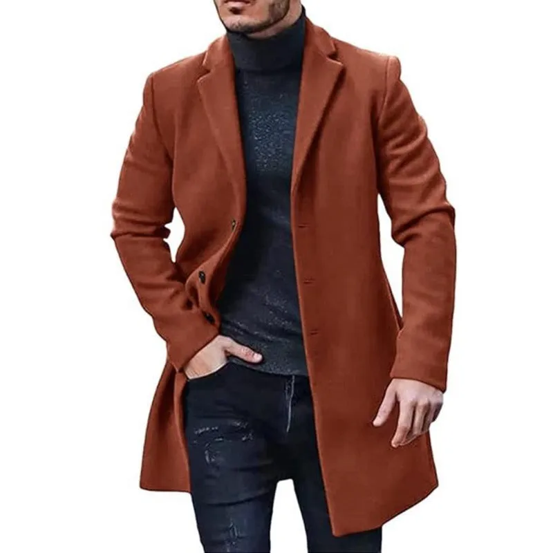 Funki Buys | Jackets | Men's Mid Thigh Lightweight Woolen Coat