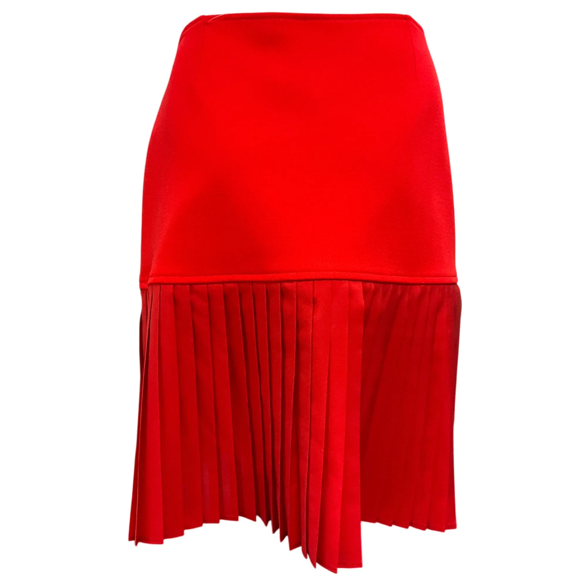 Givenchy Red Zip Up Pleated Skirt